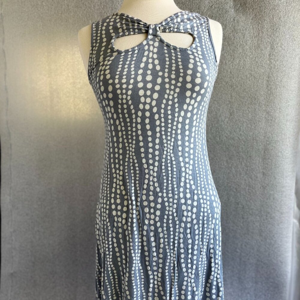 Women's Avatar Clothing Gray Blue Dot Flowy Cutout Mini Dress/Coverup Size: S
